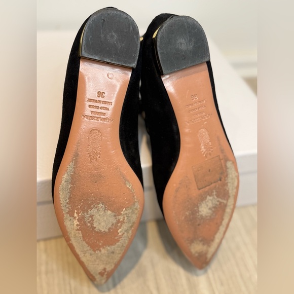 PERFECT FALL BALLET FLATS! Elegant Black Suede Lace Up Aquzzurra Flats - Picture 3 of 10